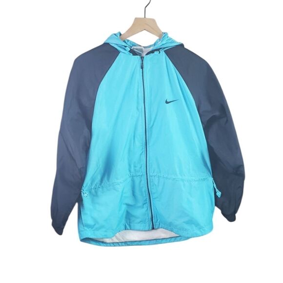 Nike Robin Egg Blue & Black Nylon Windbreaker Jacket - Picture 1 of 6